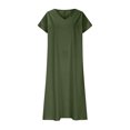 thumbnail image 4 of Mgmyaa Robe pour Filles, Été, Manches Courtes, Col en V, à Enfiler, Longue, Robe de Plage Évasée, Robe Décontractée, 4 of 5