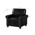 thumbnail image 4 of PU Leather 1 Seater Sofa with Nailhead Trim, Classic Sofa Chair with Brown Wooden Legs and Thick Cushion, Black Faux Leather Loveseat Chair for Living Room, Office, Apartment, 4 of 6