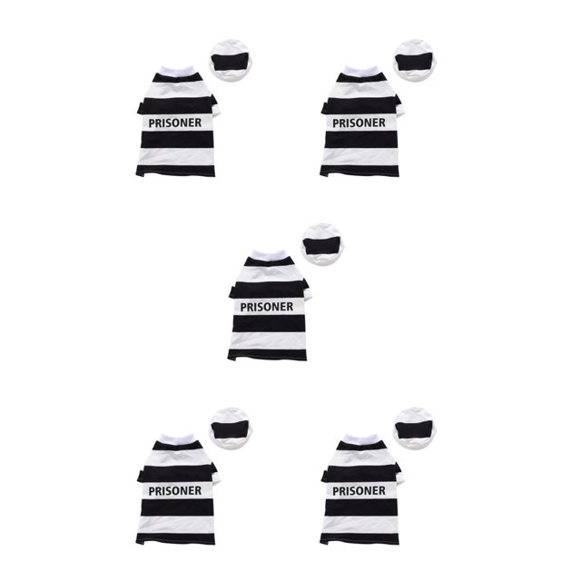 Toystoory Disfraz de prisionero para mascotas con sombrero Patrón de rayas de Halloween Traje de prisión para perros y gatos Ropa de algodón de Type2 NO2 Toystoory CBP545404