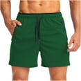 thumbnail image 2 of BiZtdJrK Weekly Sales, Men's Athletic Shorts Casual Drawstring Waist Sports Fitness Training Shorts 2025 Summer Solid Casual Quick Dry Beach Shorts with Zipper Pockets Green S, 2 of 3