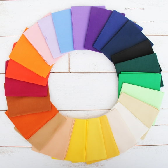 Threadart 24 Fat Quarters Fabric Bundles - Rainbow and Pastel Solids 100% Cotton - 100% Cotton Sewing and Quilting Fabric - Full Size Fat Quarters 18"x21"