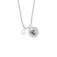 thumbnail image 2 of Delight Jewelry Silvertone Mini Two Sided White Heart Silvertone Script Initial Disc - C - Charm Necklace, 20"+3", 2 of 4