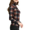 thumbnail image 4 of INSPIRE CHIC Women's Blouse Slim Fit Turtleneck Pleated Front Long Sleeve Knit Top XS Blue Orange, 4 of 7