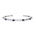 thumbnail image 1 of 10K White Gold Oval Amethyst and Diamond Bracelet, 1 of 3