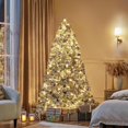 thumbnail image 2 of 6FT Prelit Fluffy Snow Flocked Fraser Fir Artificial Christmas Tree with Warm White Lights, Hinged Branches, 800 Tips, Artificial Christmas Tree Include Metal Stand for Holiday Home Decor, 2 of 7