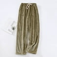thumbnail image 3 of Huresd Flannel Pajama Pants Women Casual Pj Pants Winter Drawstring Fuzzy Pajama Pants Comfort Home Cute Pants With Pockets Army Green 3XL, 3 of 4