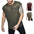 thumbnail image 4 of Men   Mesh Design Pure Colour Sleeveless Vest Breathable Quick Dry Undershirts for Workout Gym Sport Party, 4 of 6