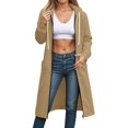 thumbnail image 6 of Lumtrix Long Hoodies for Women Zip Up Fleece Oversized Long Sleeve Sweatshirts Fall Winter Warm Hoodie Dress with Pockets Beige L, 6 of 6