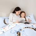 thumbnail image 4 of Manfei Blue Bow Tie C Personalized Initial Queen Comforter Set 3pcs for Teens Girls,Kids Vintage Leopard Print Letter Bedding Comforter Set,Ultra Soft Home Decor, 4 of 6