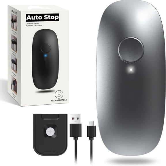 Auto Stop Can Opener - Rechargeable Electric Can Opener for Kitchen for Seniors with Arthritis - One Touch Side Cut Opener, Smooth Edge, Handfree, Wall Mounted Small, Titanium