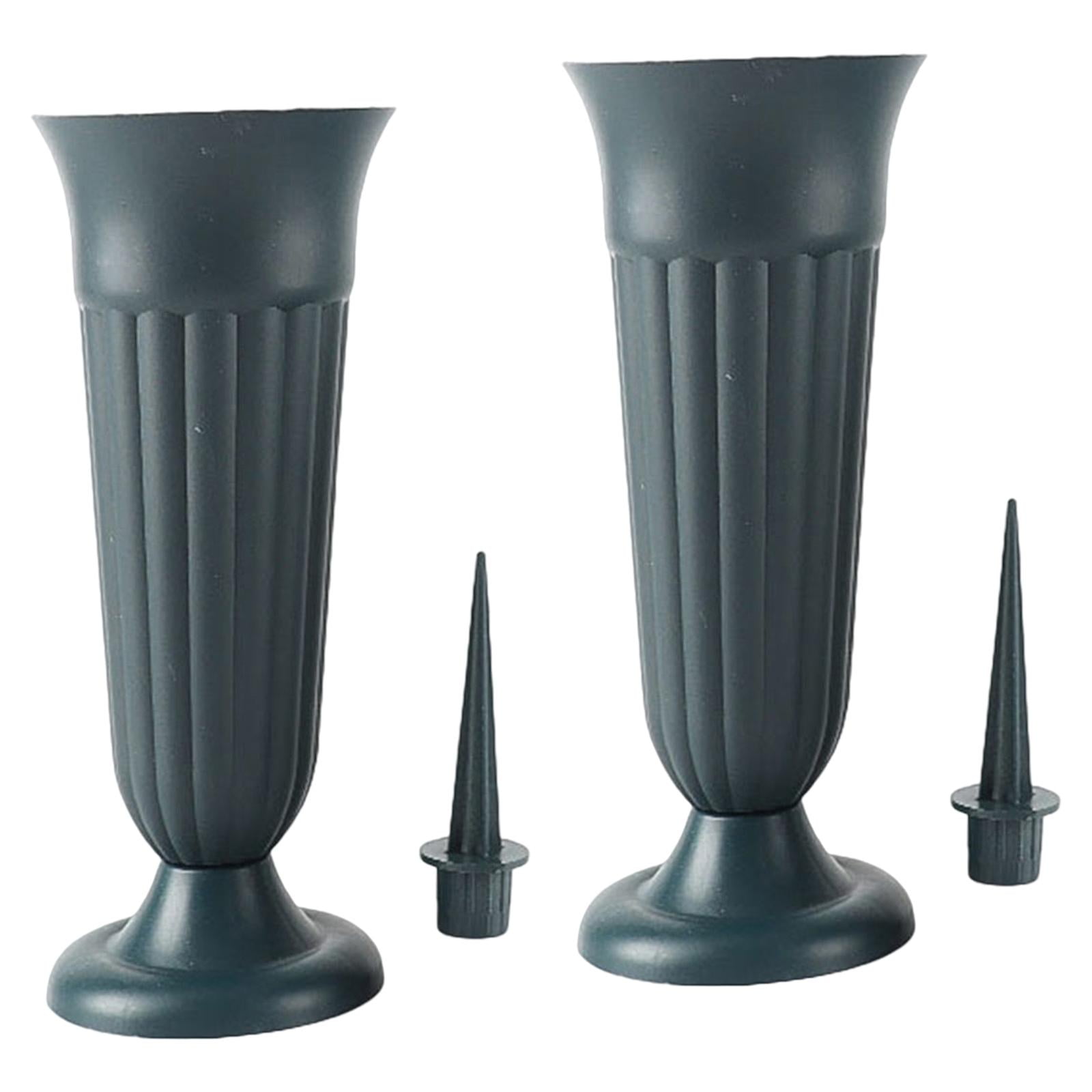 2 Pack Cemetery Vases with Spikes Detachable W/ Stake and Base Cemetery