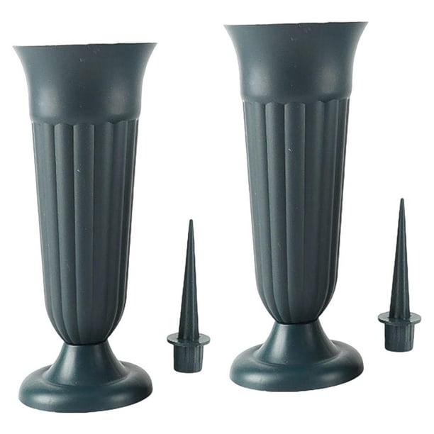 2 Pack Cemetery Vases with Spikes Detachable W/ Stake and Base Cemetery Vase for Garden