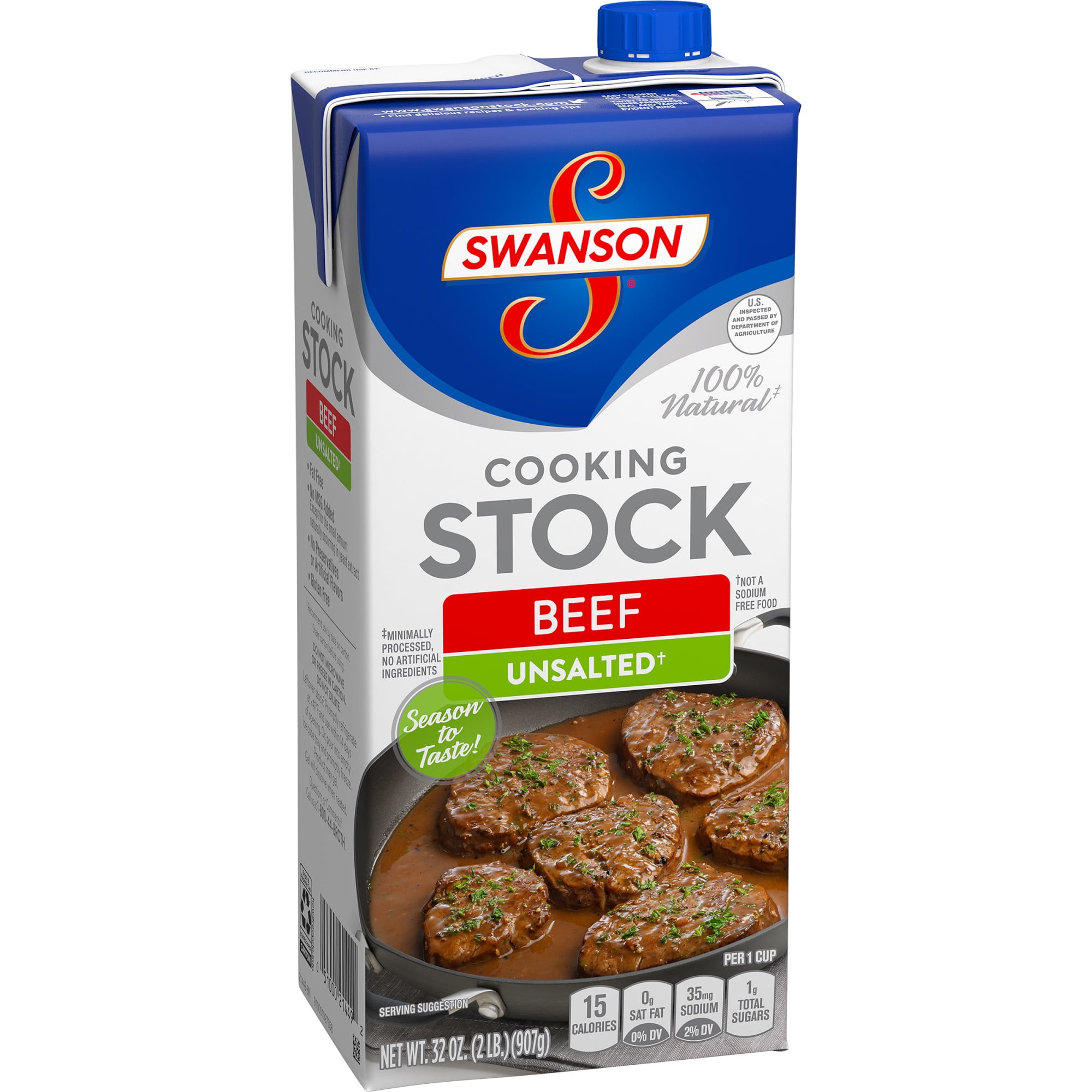 Swanson Unsalted Beef Stock, 32 oz. Carton