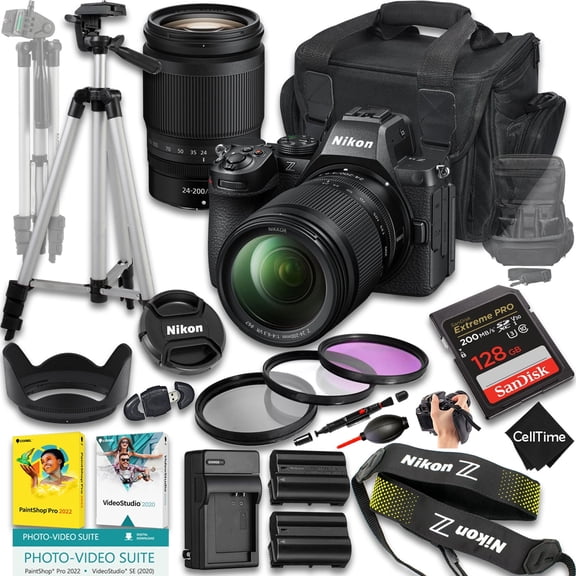Nikon Z5 II Mirrorless Camera with Z 24-200mm f/4-6.3 VR Lens   128 GB Memory   Extra Battery   Camera Case   Tripod   More (22pc Bundle)