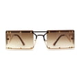 thumbnail image 1 of Metal Stud Rimless Rectangular Unique Metal Rim Sunglasses Gold Brown, 1 of 5