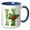 Blue/White, variant on 3drose, Cute Christmas Decorated Green Bubble Monogram Initial H, 15oz Two-tone Red Mug