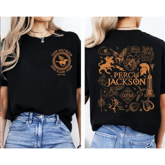 Women Camp Half Blood Shirts Greek Graphic Shirt Percy T-Shirt Vintage Book Lovers Gift Tee Tops Men's And Women's Graphic Tee 100% Cotton by TBun, Full Sizes S-5XL