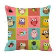 thumbnail image 1 of EREHome patchwork Hiboux Housse d'Oreiller Ensemble 20x20 Pouces, 1 of 1