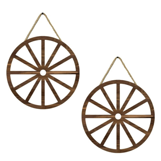 Rueda de carreta de madera colgante, rueda de madera Vintage estética, rueda de madera decorativa para festivales, tiendas y bares, 2 uds.