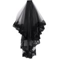 thumbnail image 2 of Velo de Novia Negro Halloween Velo de Novia de Doble Capa con Peine para el Cabello Accesorios Decorativos de Boda Tocado de Novia Elegante Tul de Encaje Cosplay Fiesta de Disfraces, 2 of 5