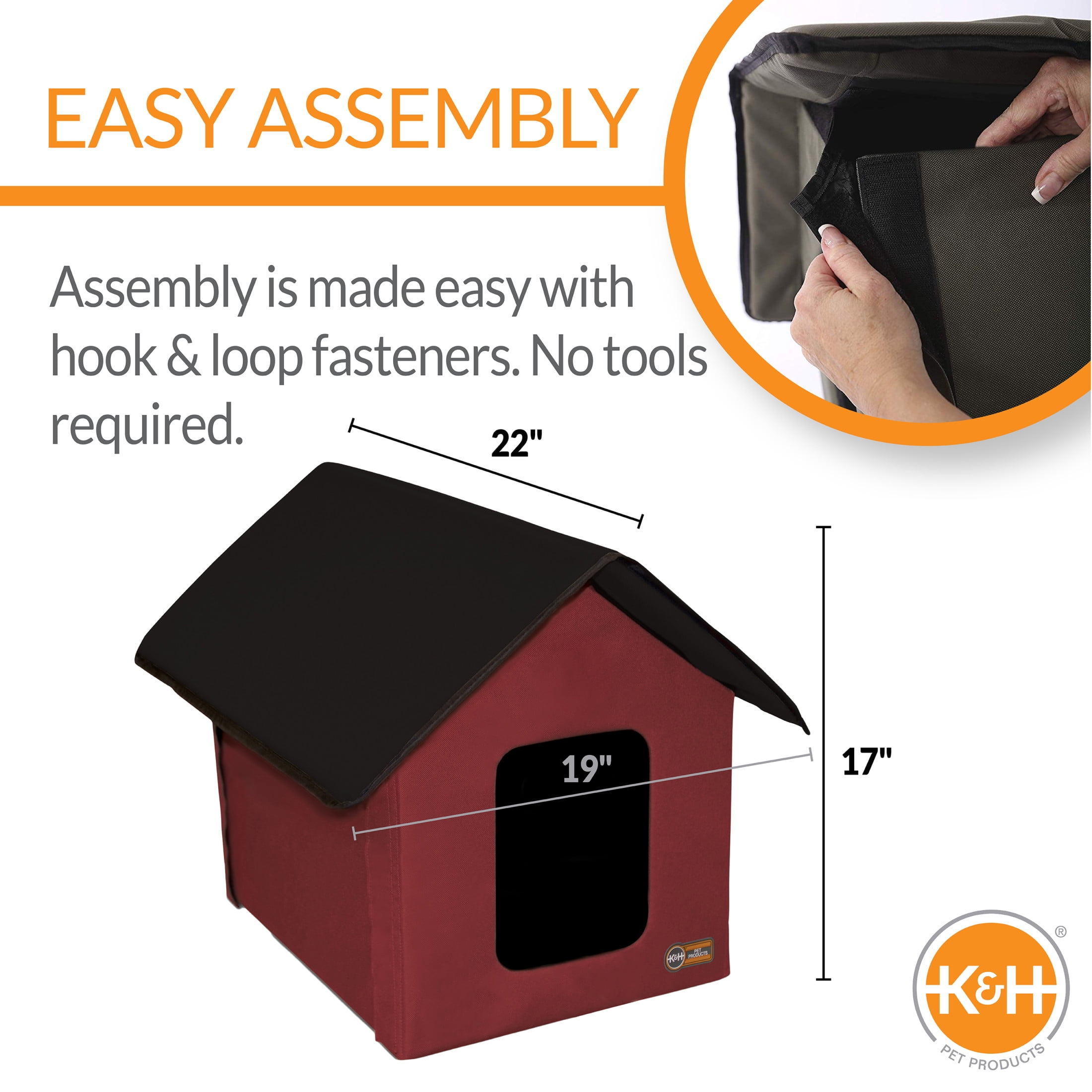 K&H Outdoor Kitty House (Unheated) Barn, Red/Black, 18" x 22" x 17"