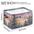 thumbnail image 3 of 1-Pack Square Closet Organizers with Handles Open Basket Bins Watercolor Winter Landscape Storage Basket for Home Office, 3 of 7