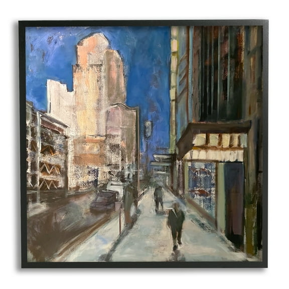 Stupell Indtries Abstract Figures Walking Urban City Streets Blue Sky,12 x 12,Design by Snne Marie