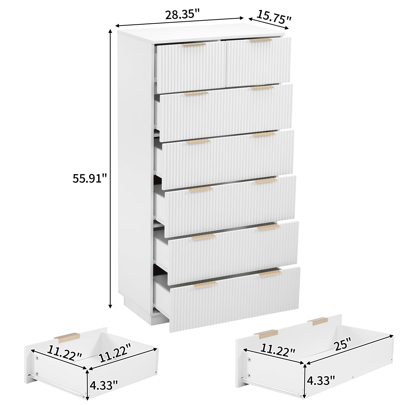 UBesGoo Dresser for Bedroom Modern Wood 7 Drawer Dresser Chest of Drawers for Bedroom, Living Room, Entryway and Closet, White