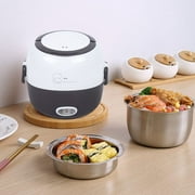 LOYALHEARTDY 1.3L Electric Lunch Box, Mini Lunch Box 2 Layers Electric Rice Cooker Stainless Steel Steamer Pot