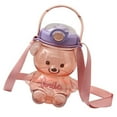 thumbnail image 1 of Botella de agua portátil con diseño de oso Kawaii para niños, con pajita y asa de transporte, correa de hombro ajustable para viajes al aire libre., 1 of 8