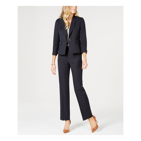 LE SUIT Womens Navy Single Button Pinstripe Blazer Jacket Size: 16