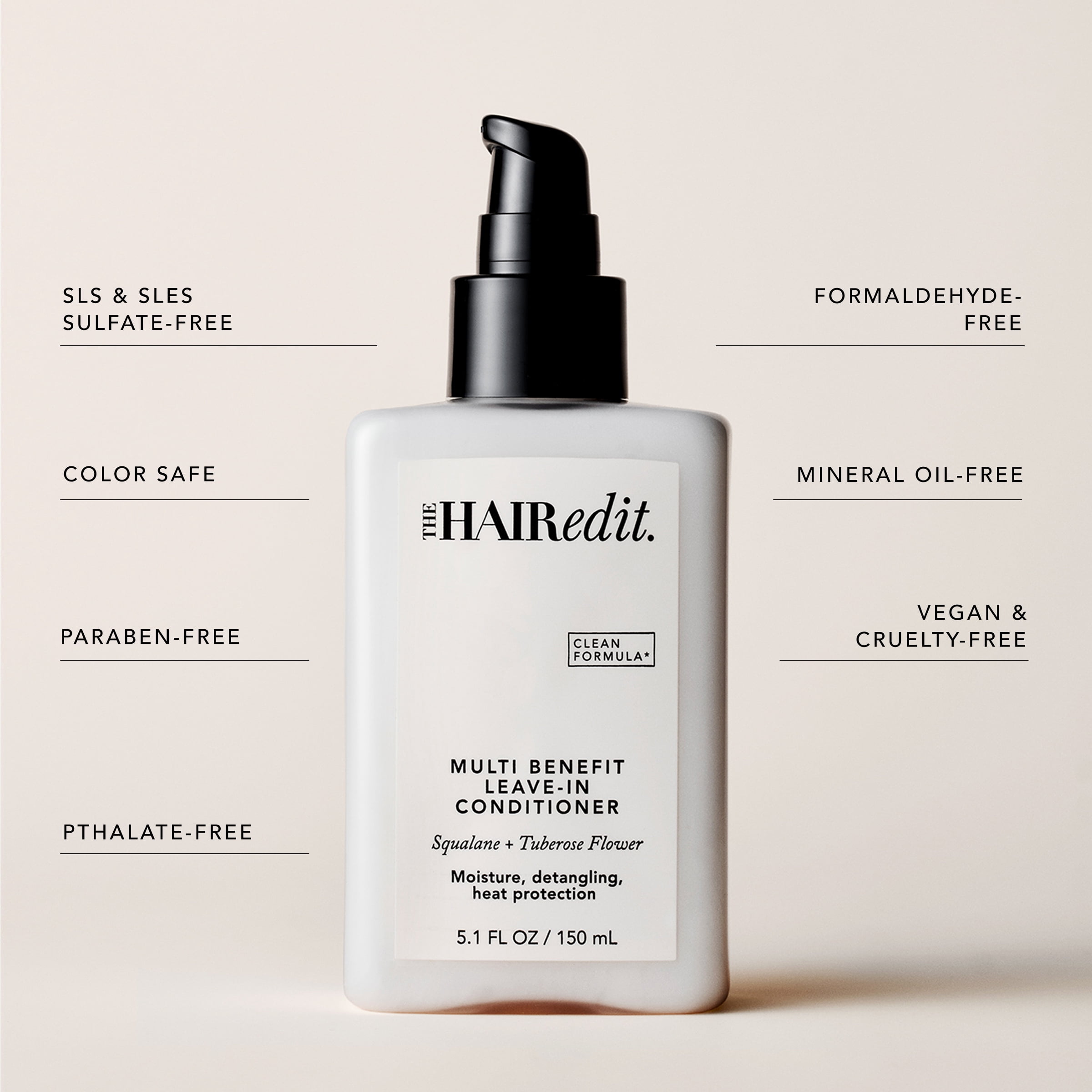 The Hair Edit Multi Benefit Leave-In Conditioner for Hydration, Detangling, and Heat Protection, 5.1 fl oz