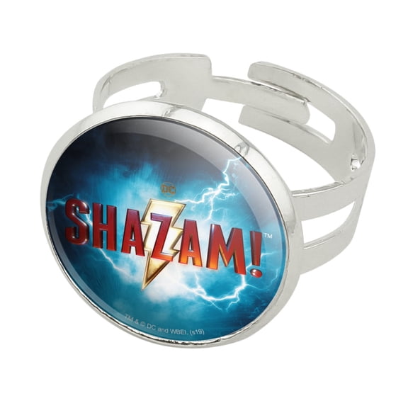Shazam! Movie Logo Silver Plated Adjustable Novelty Ring