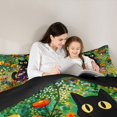 thumbnail image 4 of Manfei Wildflower Cat Queen Comforter Set, Boho Garden Kitten Comforter Sets Queen, Green Orange, Black Reversible, 3-Piece, 1 Comforter and 2 Pillowcases, 4 of 7