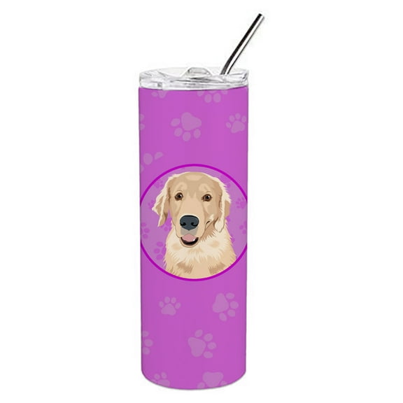 Carolines Treasures WDK1329TBL20 Golden Retriever Fawn Design2 Stainless Steel 20 oz Skinny Tumbler Pink 20 oz