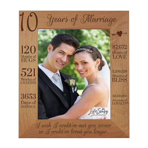 LifeSong Milestones 10th Anniversary Picture Frame 10 Years of Marriage - Ten Year Wedding Keepsake Gift for Parents Husband Wife him her Holds 8x10 Photo - I Wish I Could of (11.5x13.5)