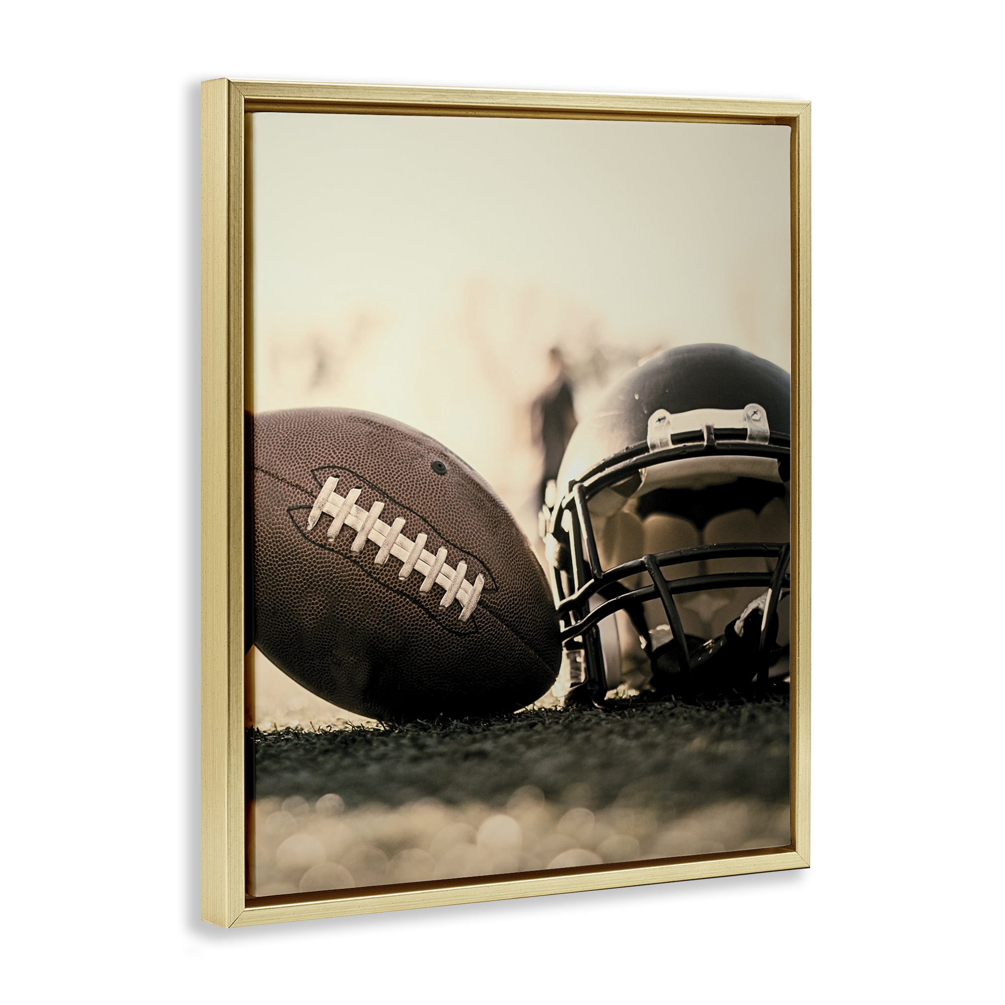 Stupell Industries Football Stand Alone Gold Framed Floater Canvas Wall Art, design by Jesse Keith