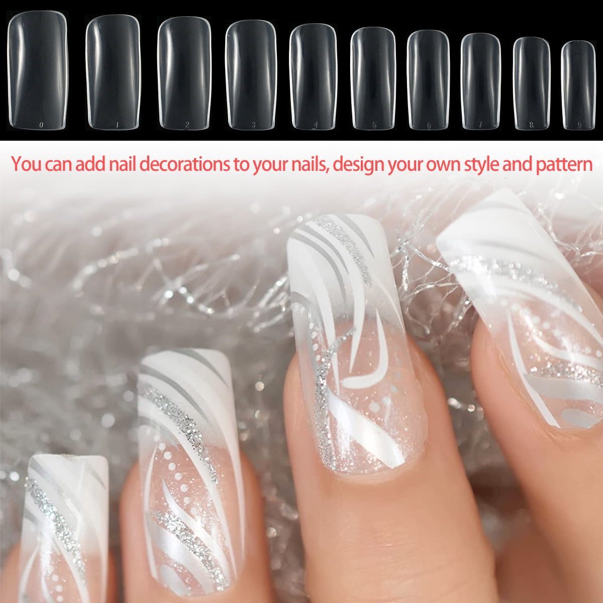 full cover nails-fake nails almond shaped acrylic nails TRANSPARENT  Artificial Nails