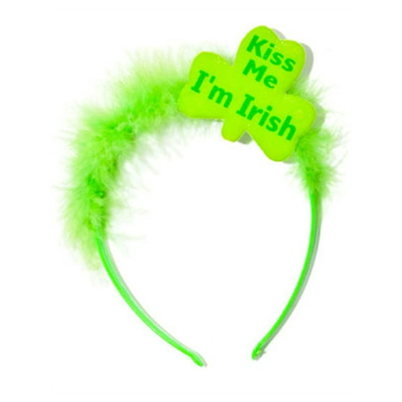 St Patricks Day Green Kiss Me I'm Irish Furry Tiara Hat