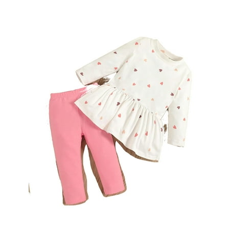 

Cute Heart print Round Neck Long Sleeve Multicolor Baby Sets (Baby s)