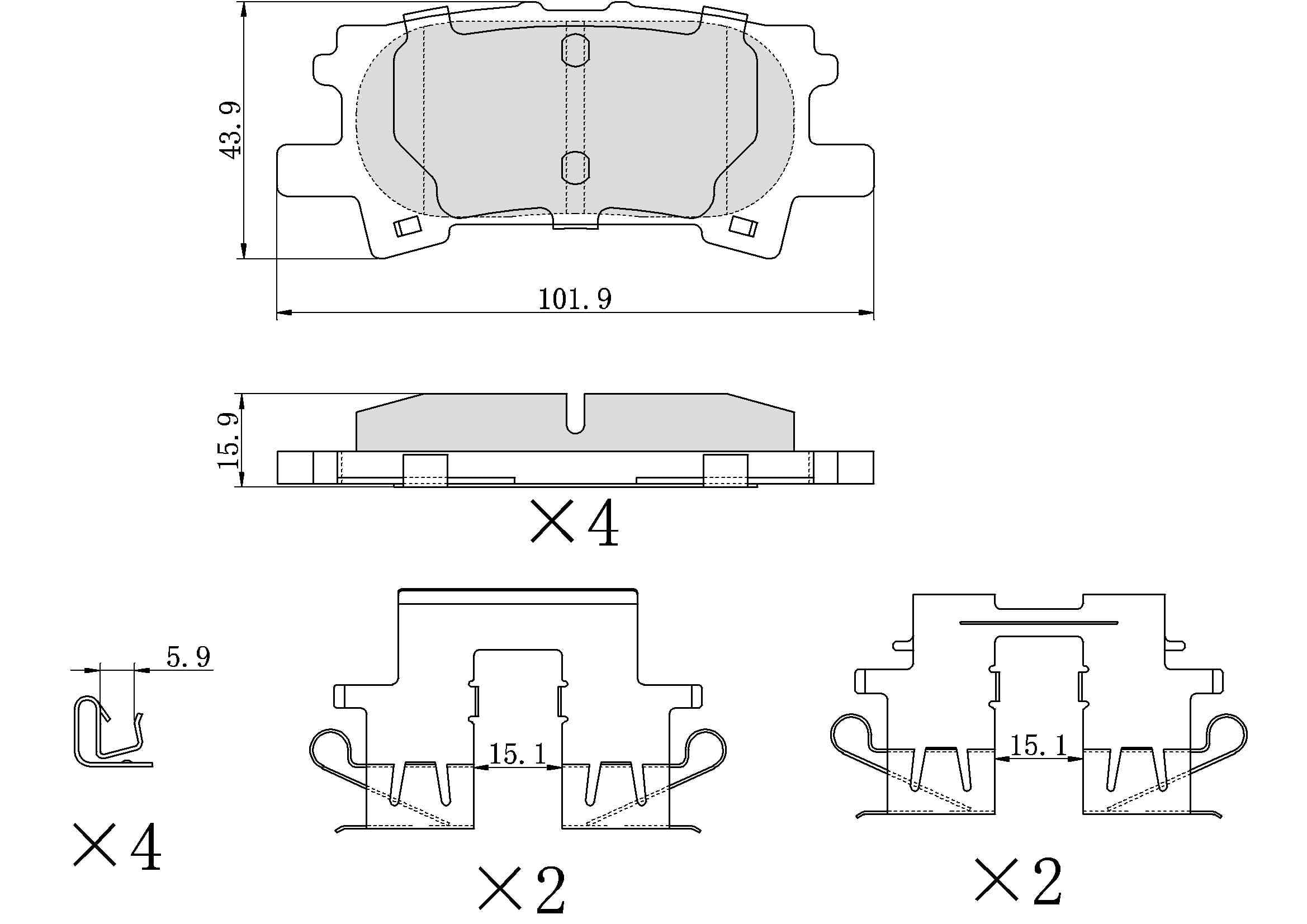 Winstop Brake Pad Set, Rear WS.0996.0.C, Toyota Highlander 2007-2004