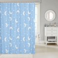 thumbnail image 2 of Manfei Minimalist Stars Polka Dot Shower Curtain 72Wx84L,Cute Moon Bathroom Shower Curtain,Light Blue White, 2 of 5
