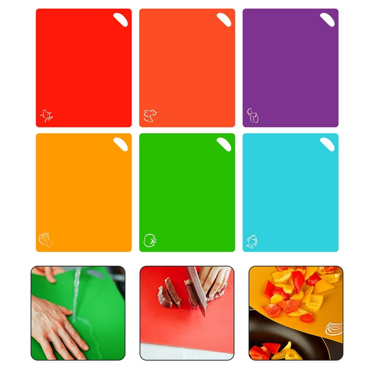 6pcs Bendable Cutting Boards Plastic Cutting Boards Vegetable Meat Chopping Boards, Size: 37.6X30.1X0.2CM