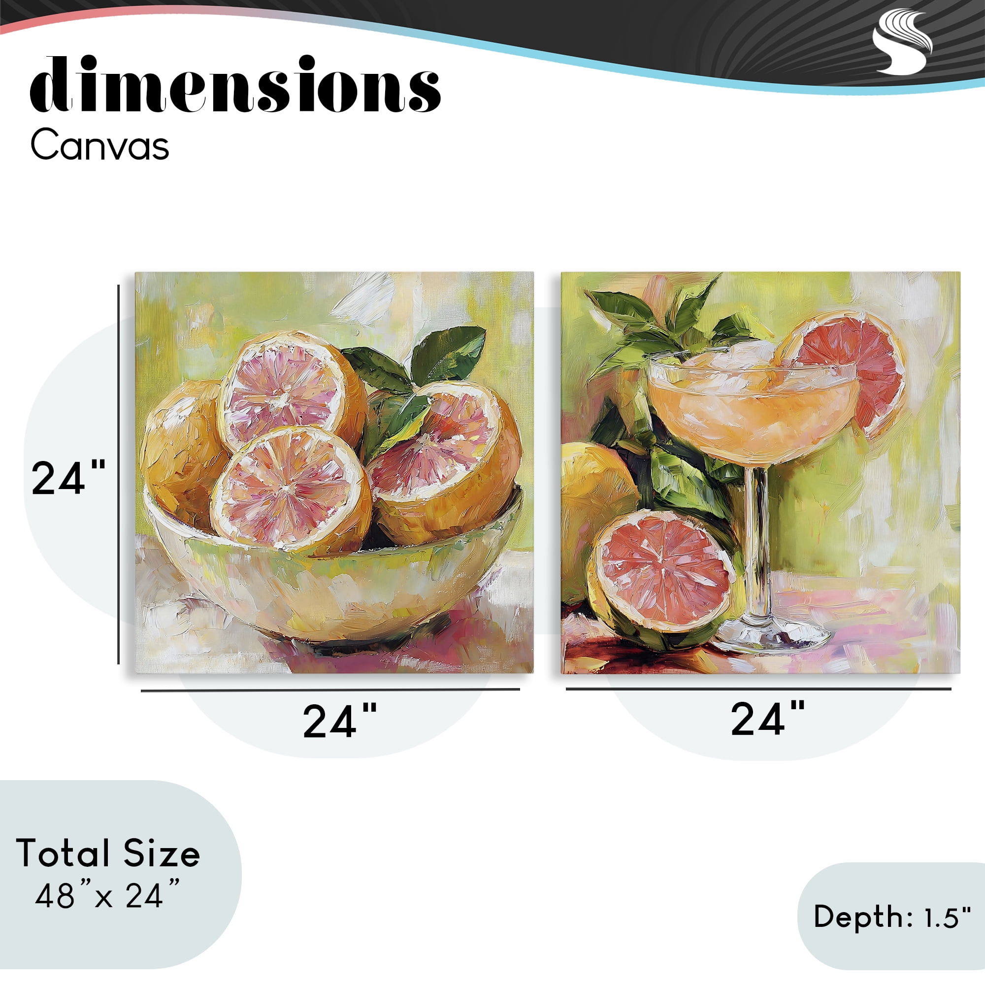 Stupell Industries Grapefruit Bowl & Cocktail 2 Piece Canvas Wall Art Set, design by Riley B