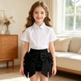thumbnail image 4 of dazeni Girls Cute Bow Skirts School Uniforms Skirts High Waiste Pleated Skirts Casual A Line Tiered Elastic Waisted Skirts Black Size 2 Years, 4 of 9