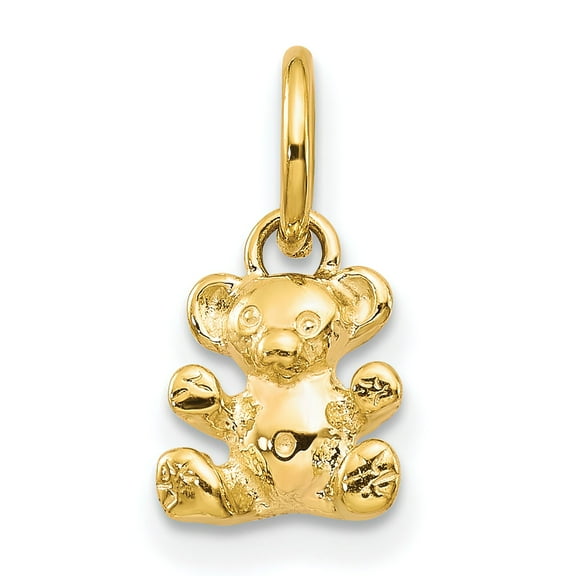 10K Yellow Gold 3D Teddy Bear Charm Polished Jewelry