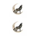 thumbnail image 1 of 2 Piezas Lobo Aullando Luna Escultura Decoración De La Pared Obra De Arte Animal Hotel Patio, 1 of 9
