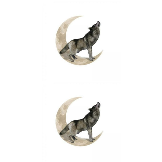 2 Piezas Lobo Aullando Luna Escultura Decoración De La Pared Obra De Arte Animal Hotel Patio