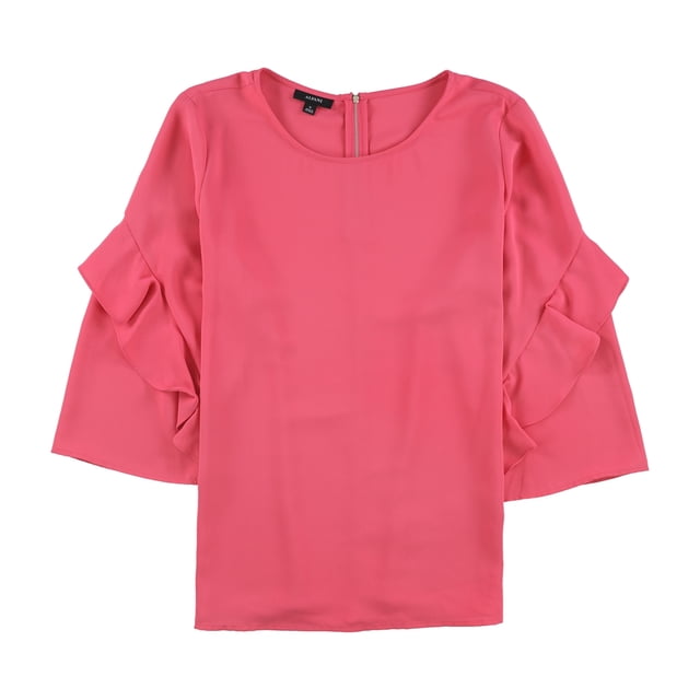 Alfani Womens Zip-Back Ruffled Blouse, Pink, X-Small