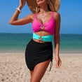 thumbnail image 4 of BOBOGOJP Women's Mesh One Piece Swimdress Swimsuit Tummy Control V Neck U Ring Bathing Suit Drawstring Sarong Swimwear Black for Size M, 4 of 8